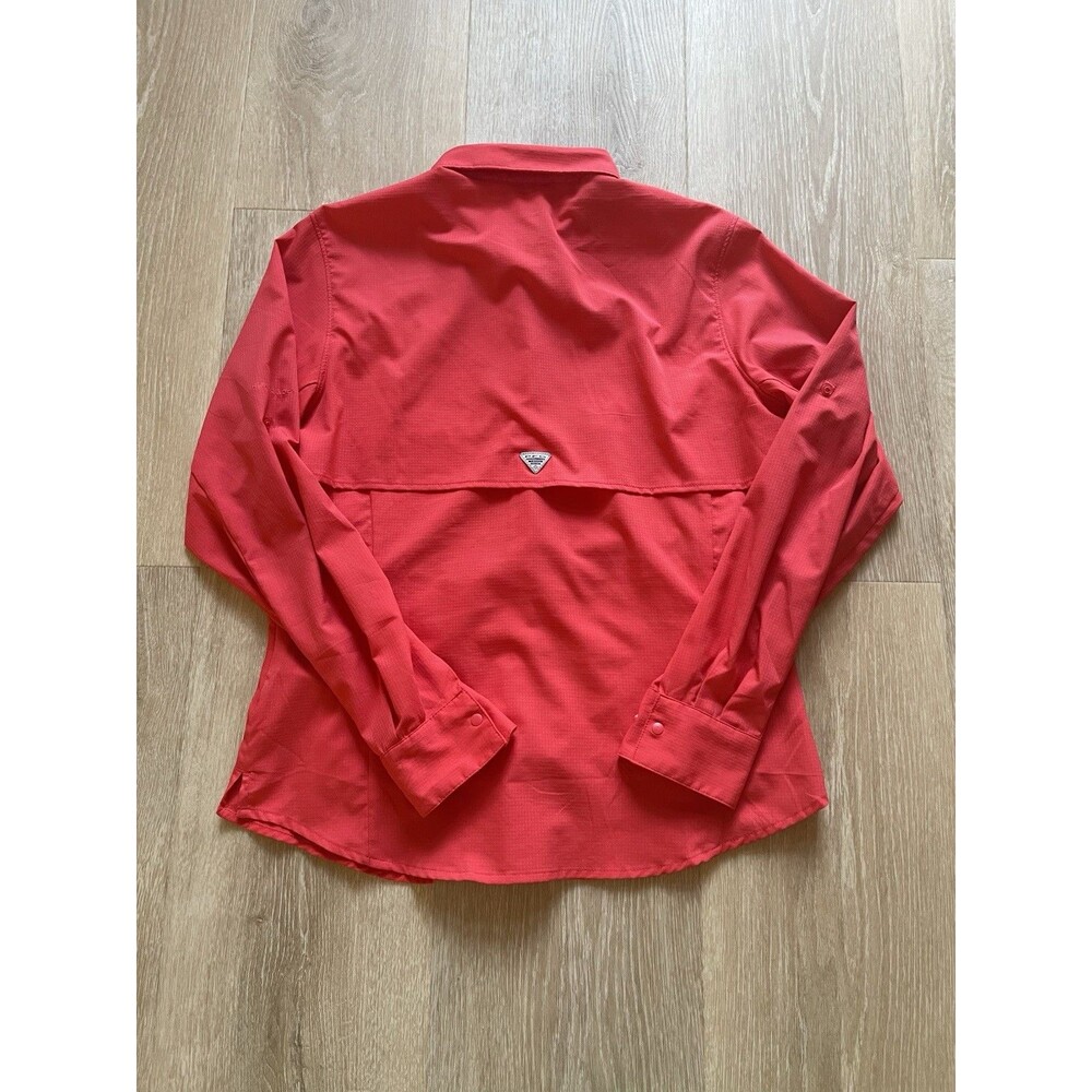 Columbia PFG Long Sleeve Shirt Snap Up Vented  Womens Medium Bright Orange - Picture 5 of 6